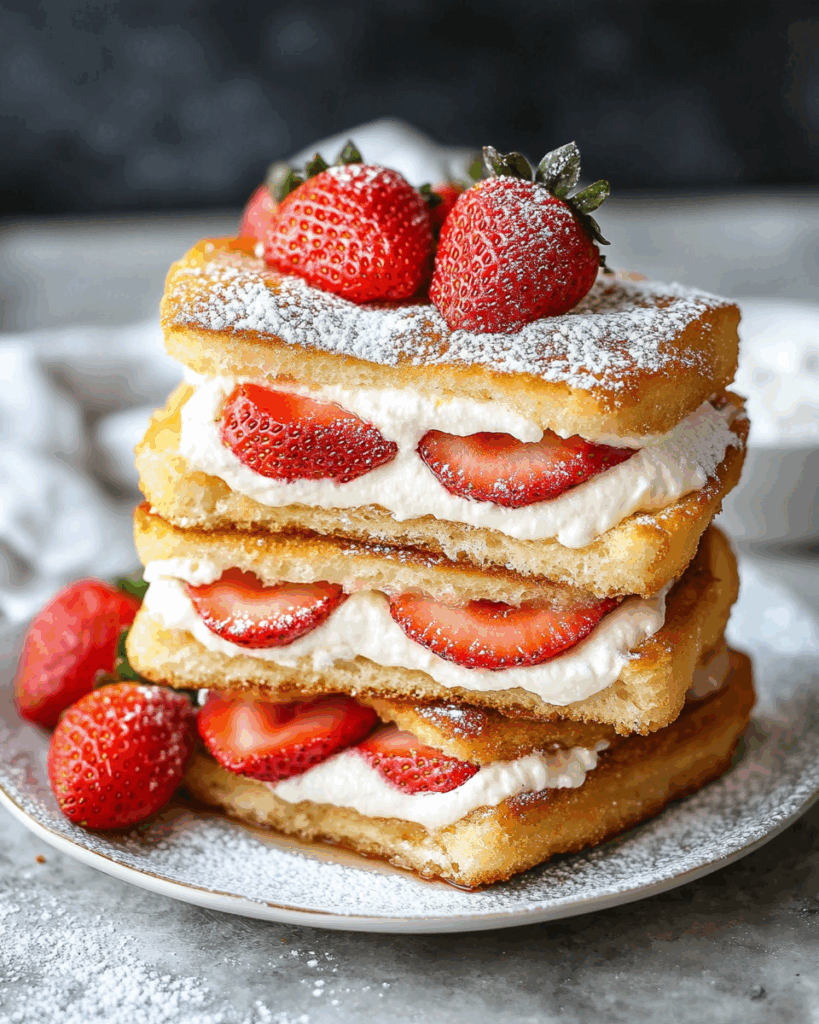 Gebratene Erdbeer-Käsekuchen-Sandwiches