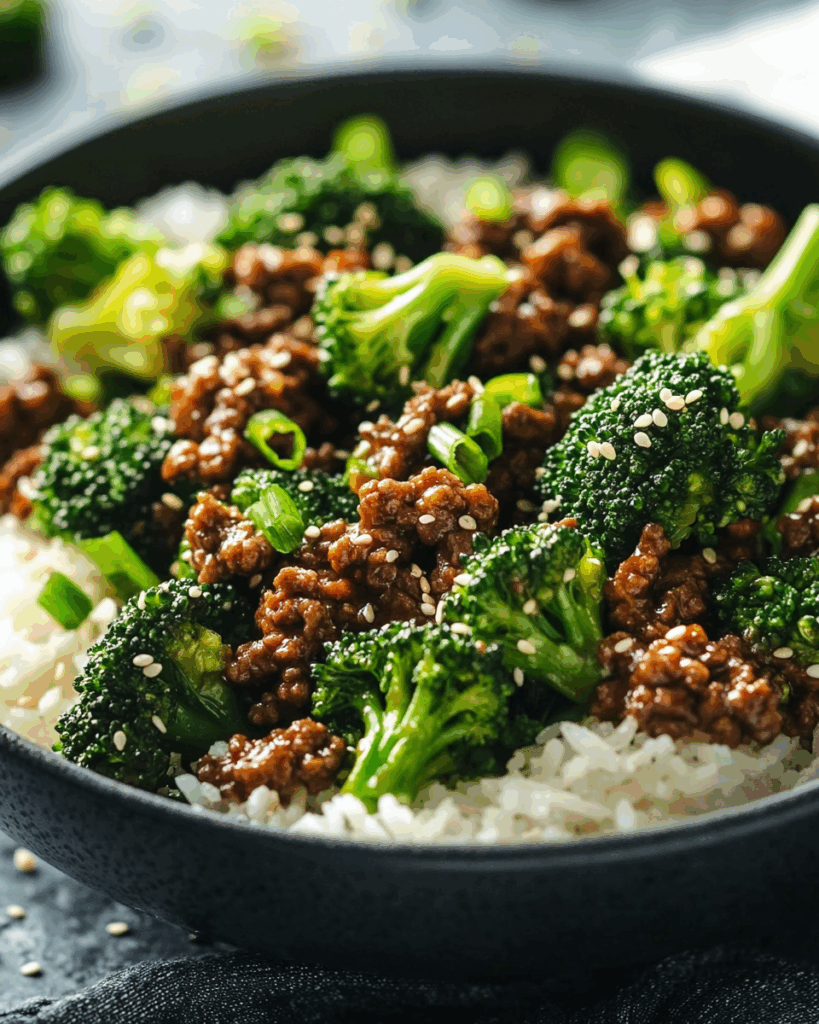 Honig-Knoblauch-Hackfleisch mit Brokkoli