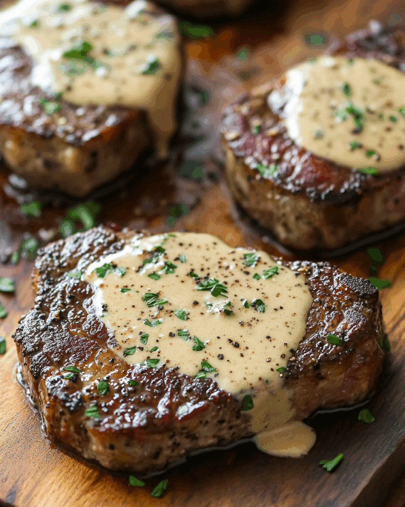Steak mit Haunted Bourbon Knoblauch-Creme-Sauce