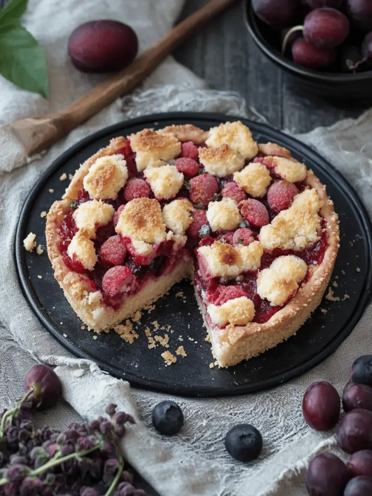 pflaumenkuchen mit pudding