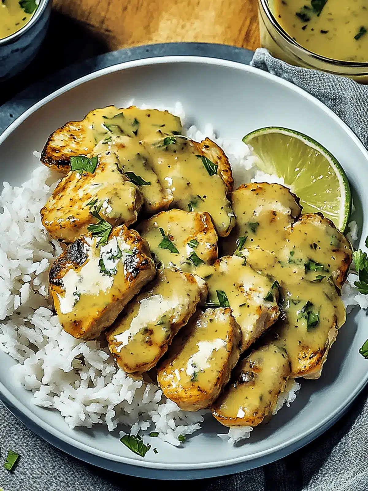 Honig-Senf-Hühnchen mit Reis