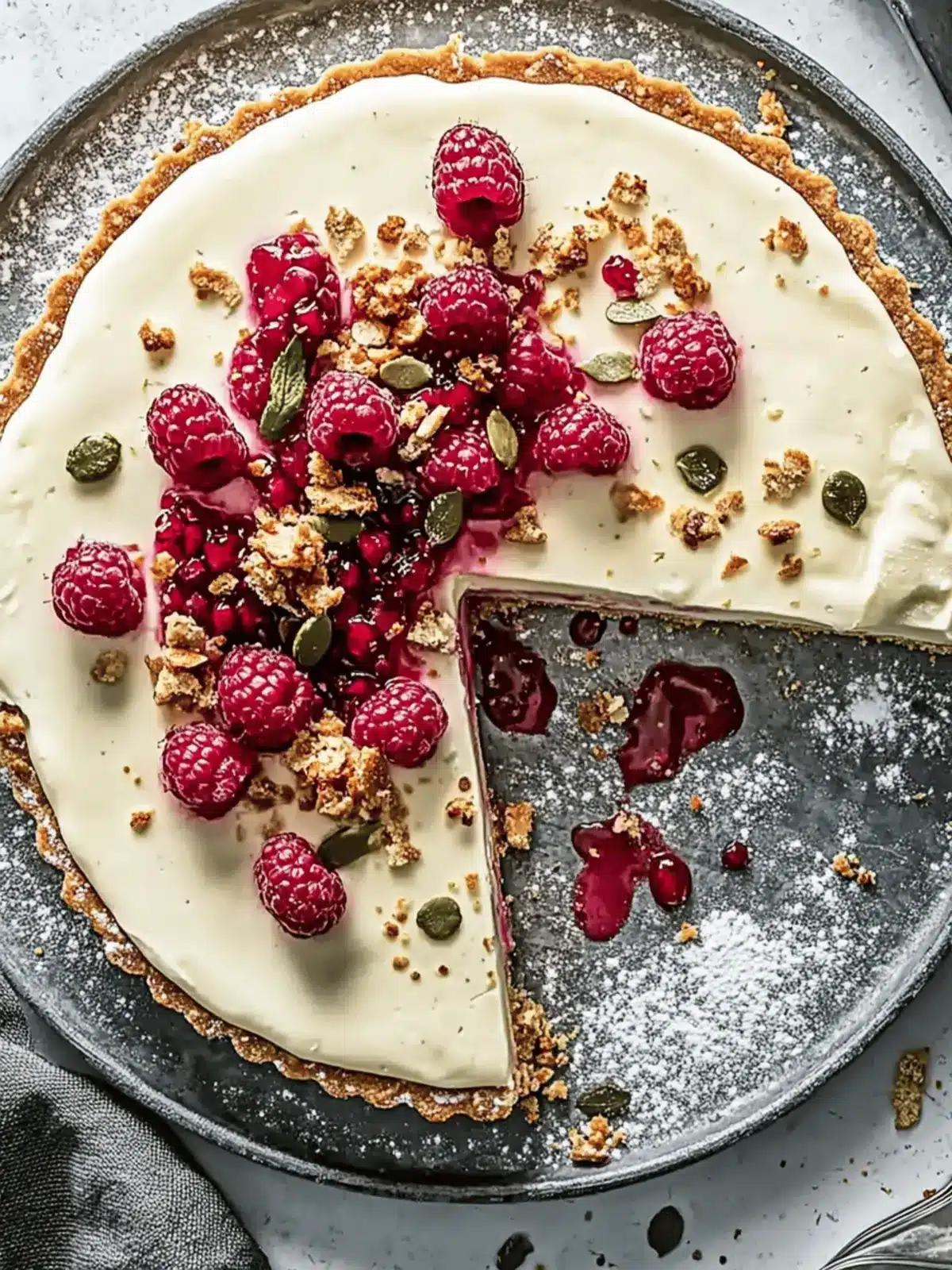 Chavroux Käsekuchen mit Himbeeren
