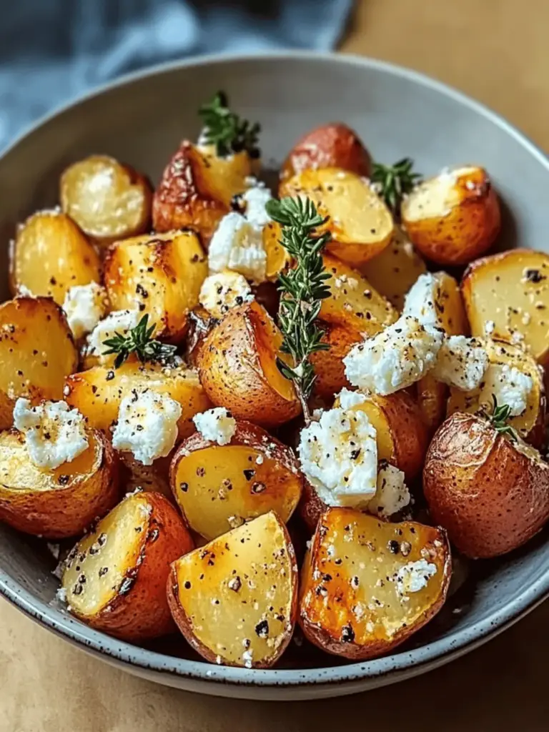 Roasted potatoes with feta and garlic
