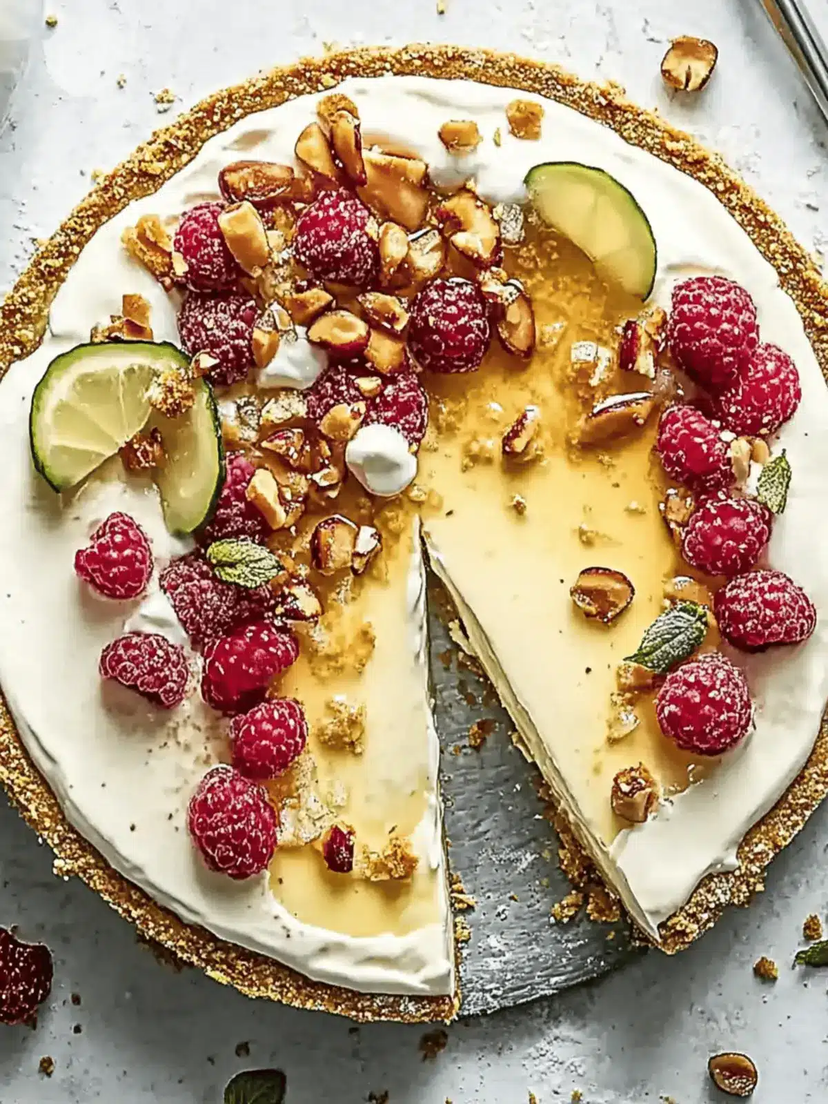 Chavroux Käsekuchen mit Himbeeren