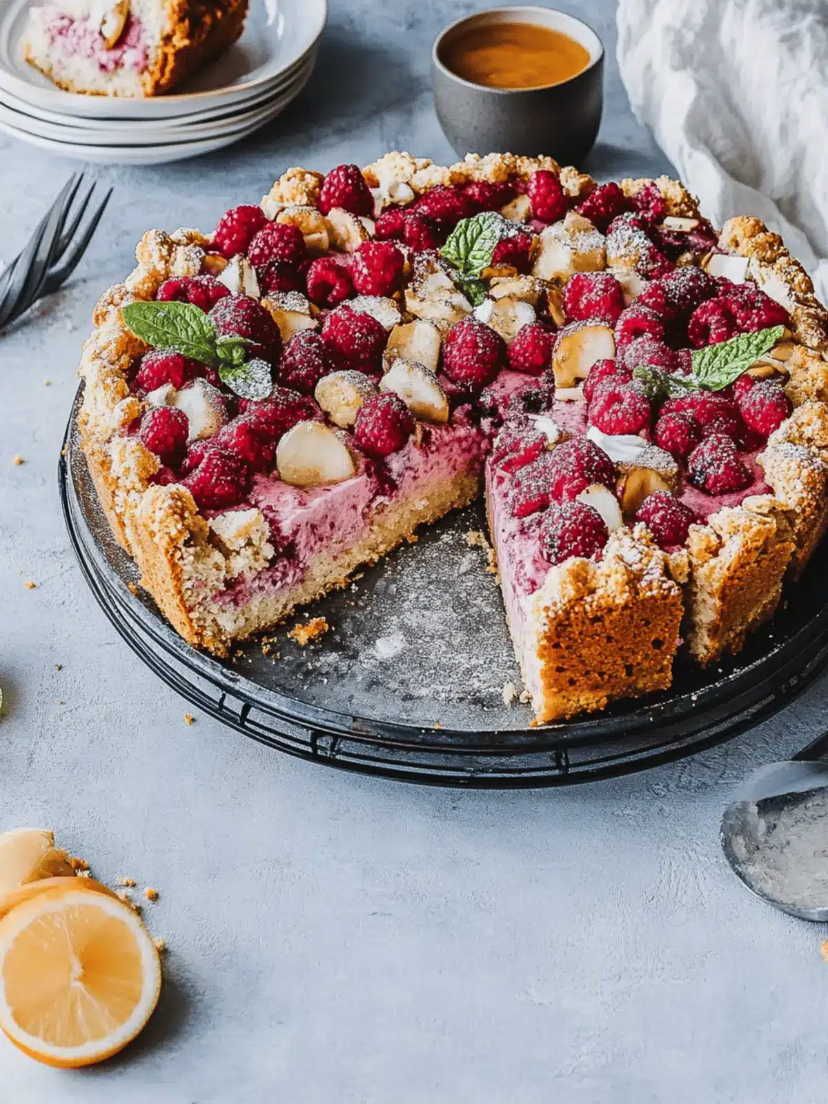 Juicy Quark-Poppy Plum Cake with Crumble