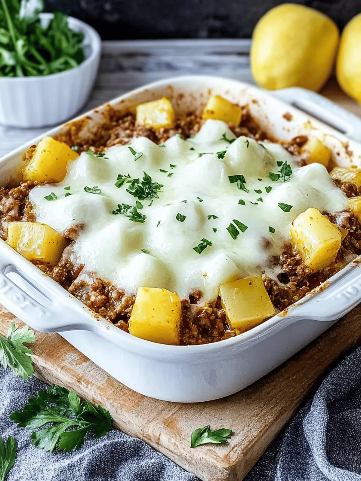 Potato-kohlrabi-casserole with minced meat