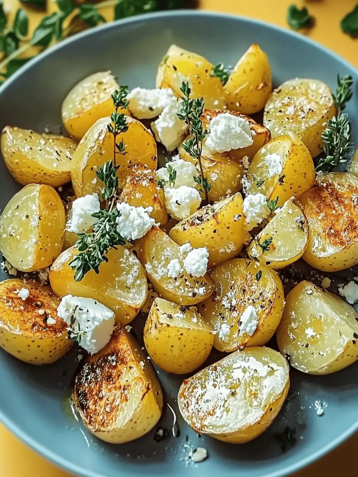 Roasted potatoes with feta and garlic