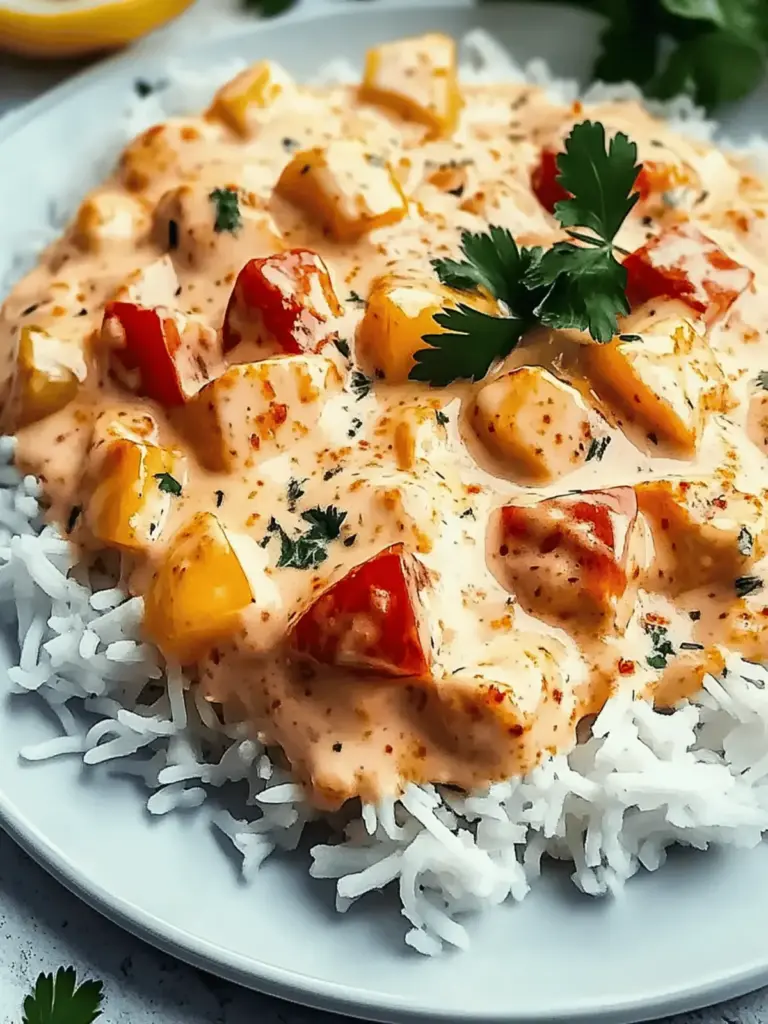 Cremiges Hähnchen mit Reis