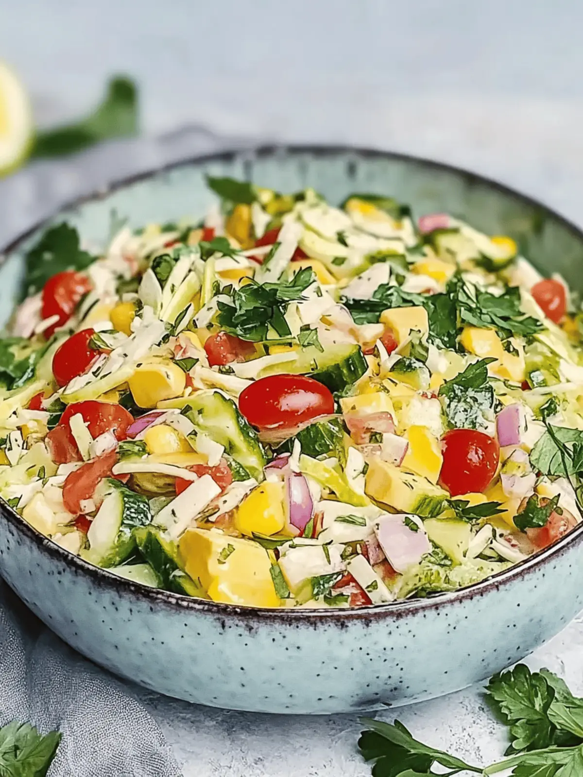 Overnight salad with creamy dressing