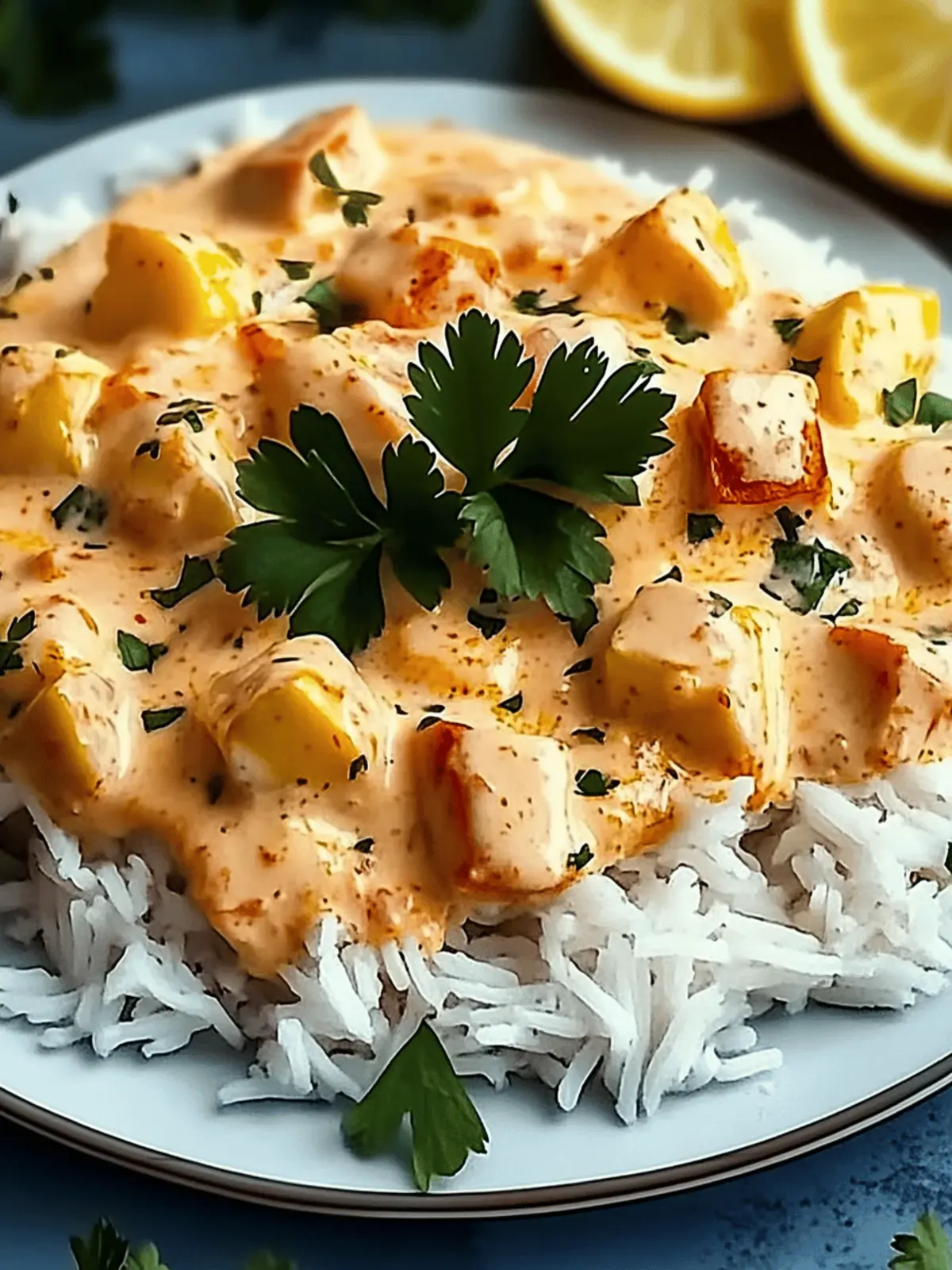 Cremiges Hähnchen mit Reis