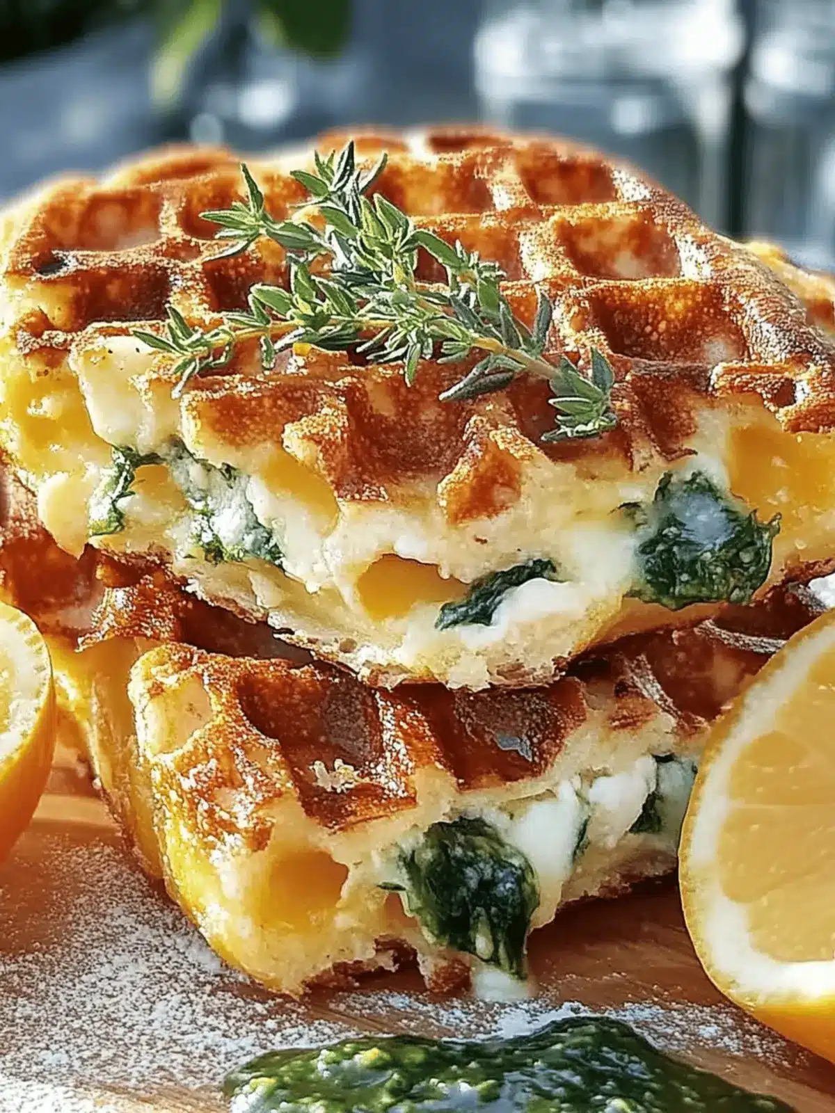 Käse Spinat Waffeltaschen