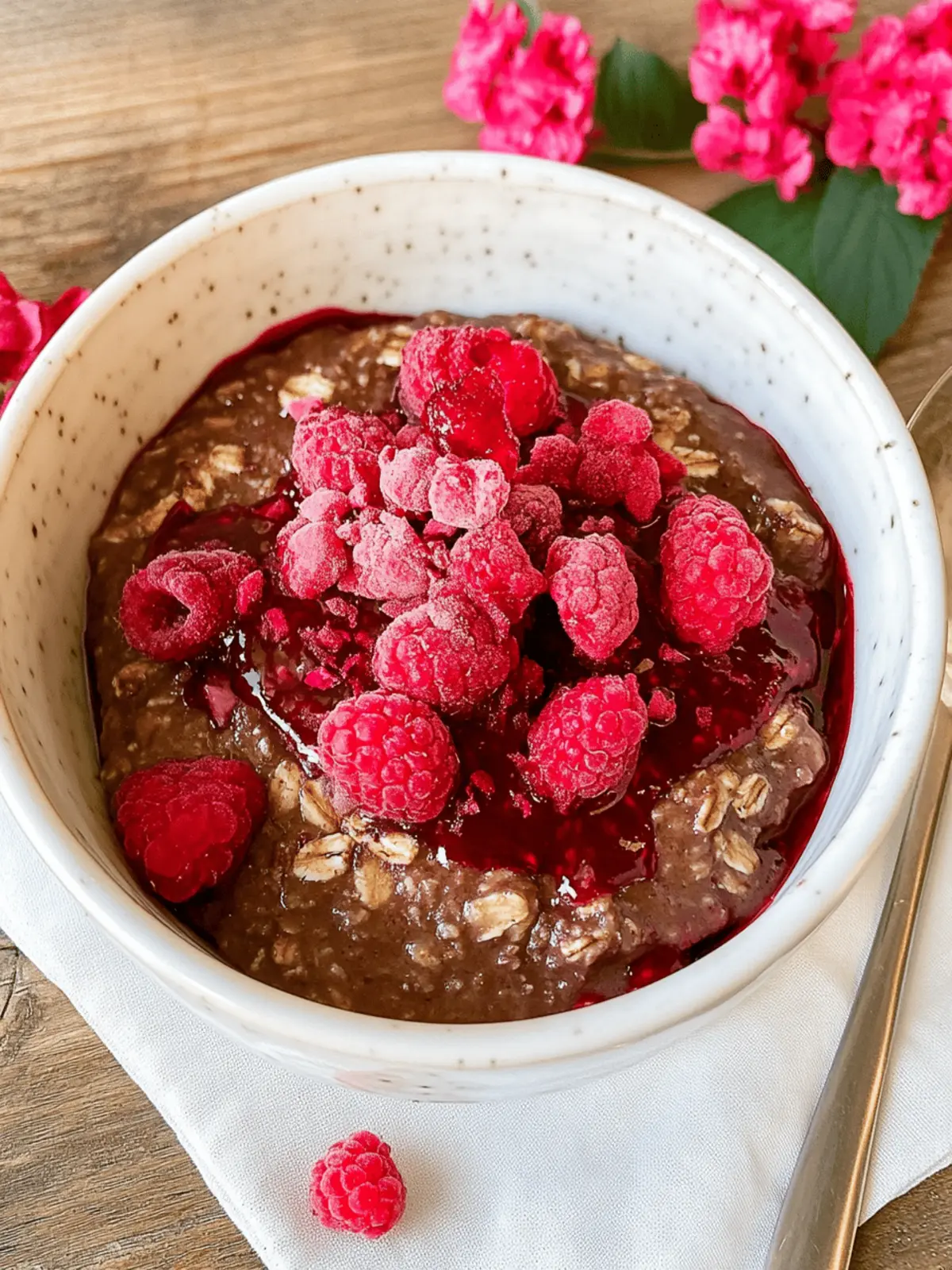 Vegane Baked Oats mit Himbeeren