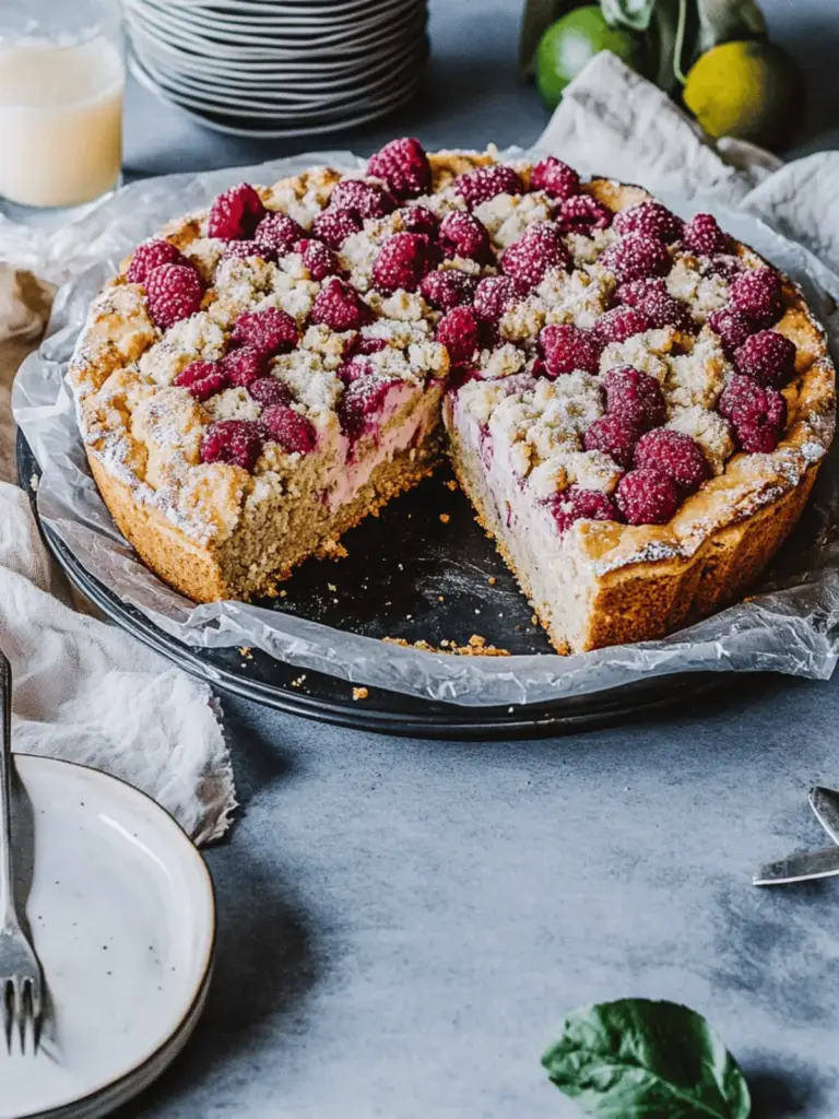Juicy Quark-Poppy Plum Cake with Crumble