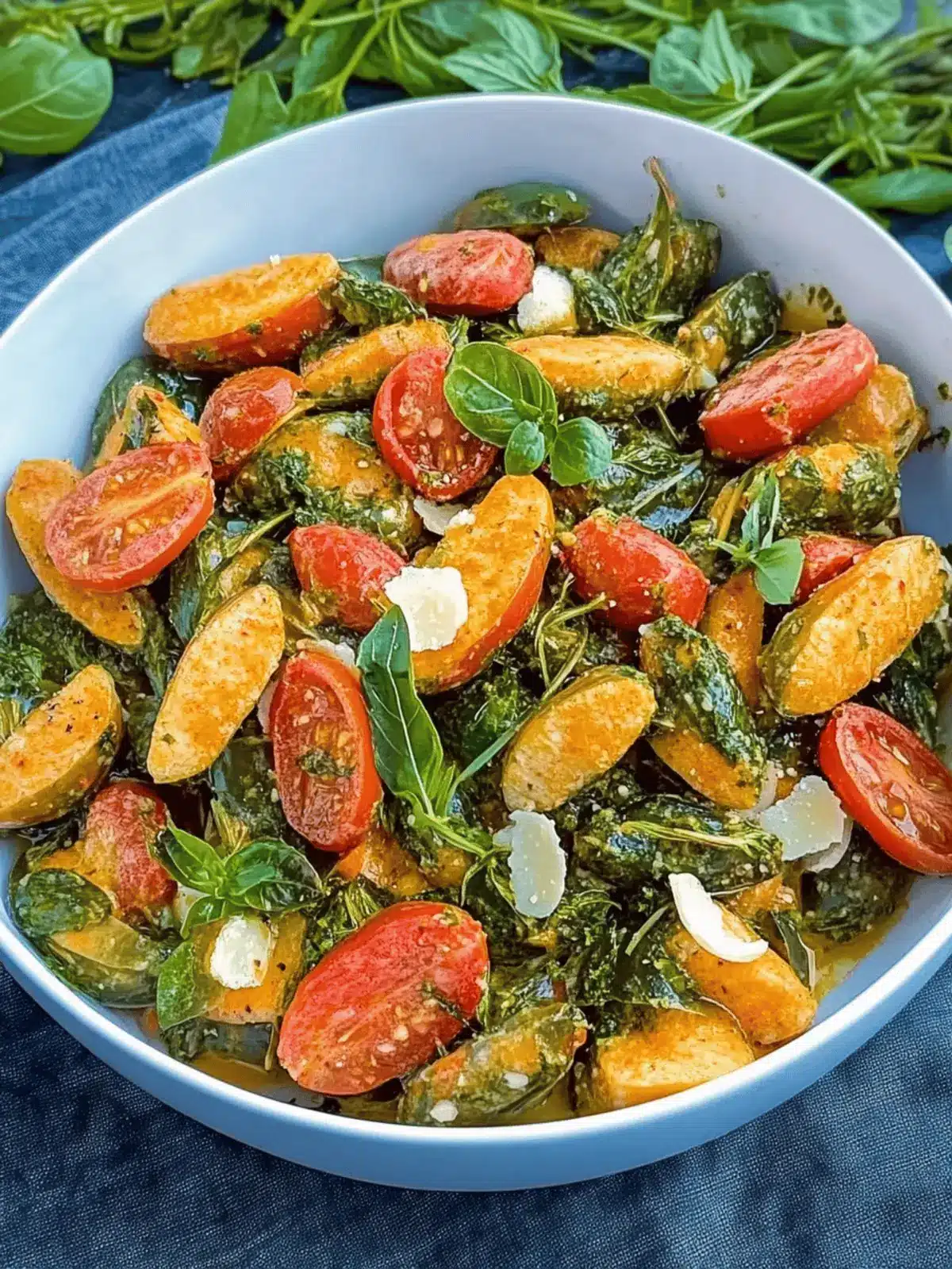 Crispy Maultaschen salad with red pesto dressing