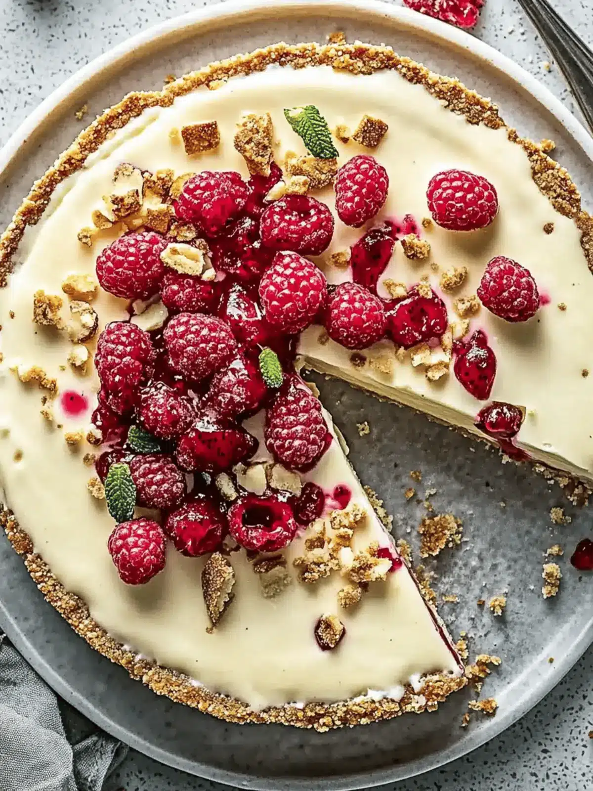 Chavroux Käsekuchen mit Himbeeren
