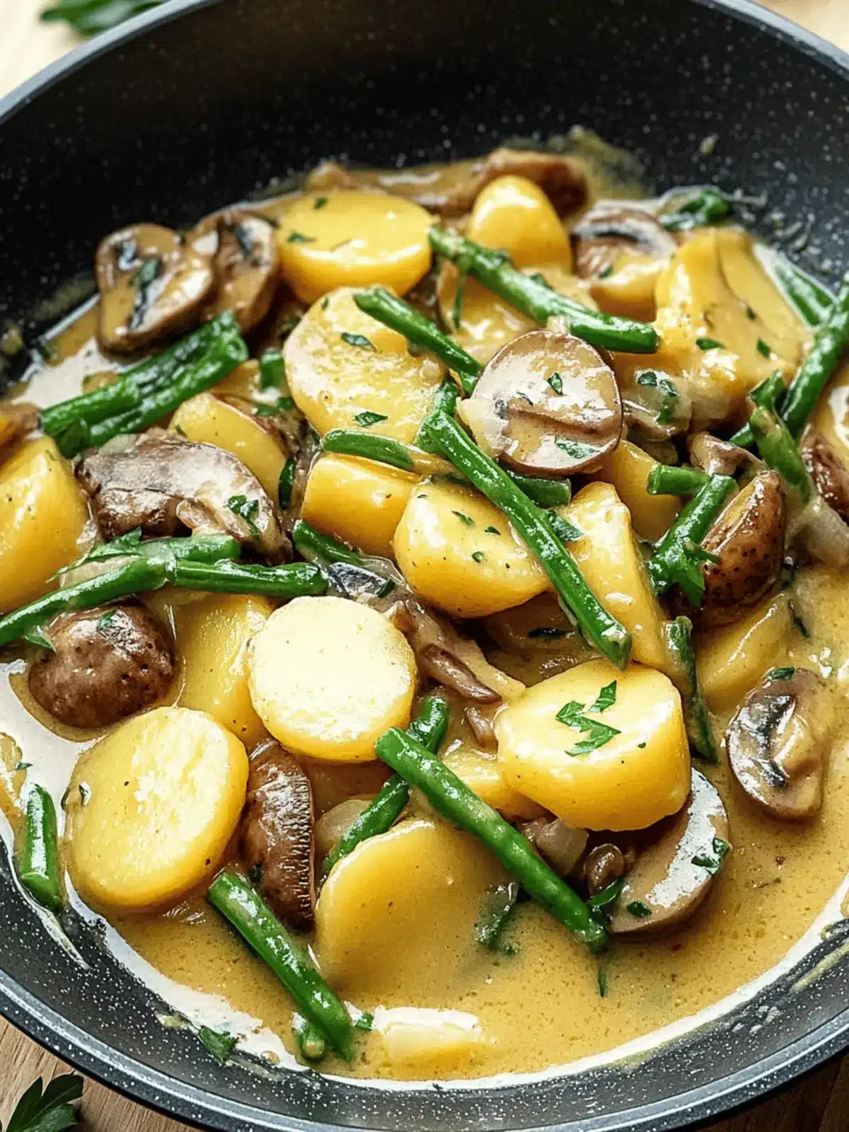 Kartoffel-Pilz-Pfanne mit Bohnen