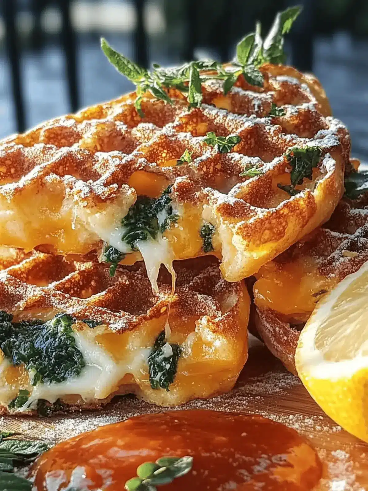 Käse Spinat Waffeltaschen