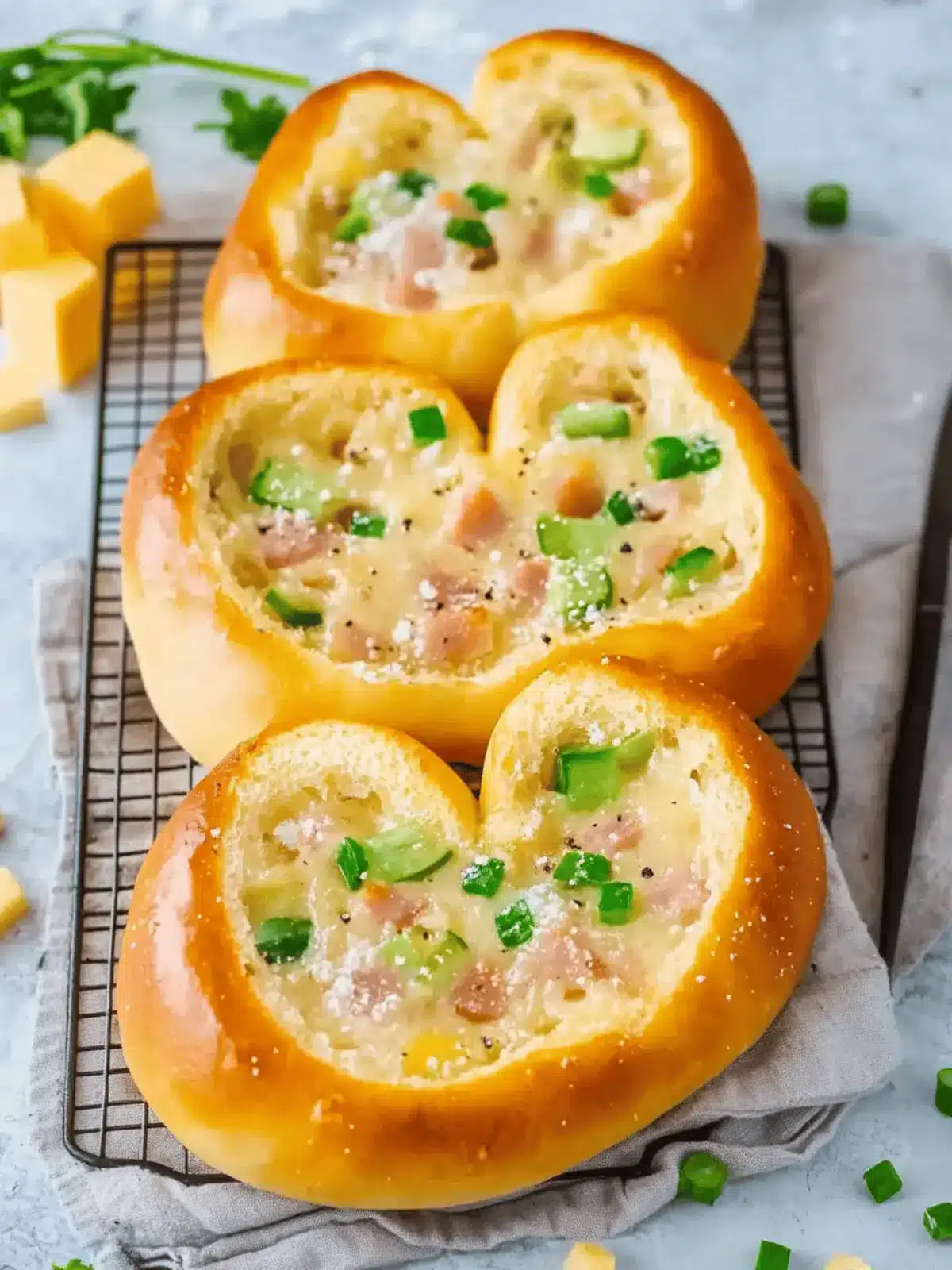 Überbackene Brezeln mit Schinken und Käse