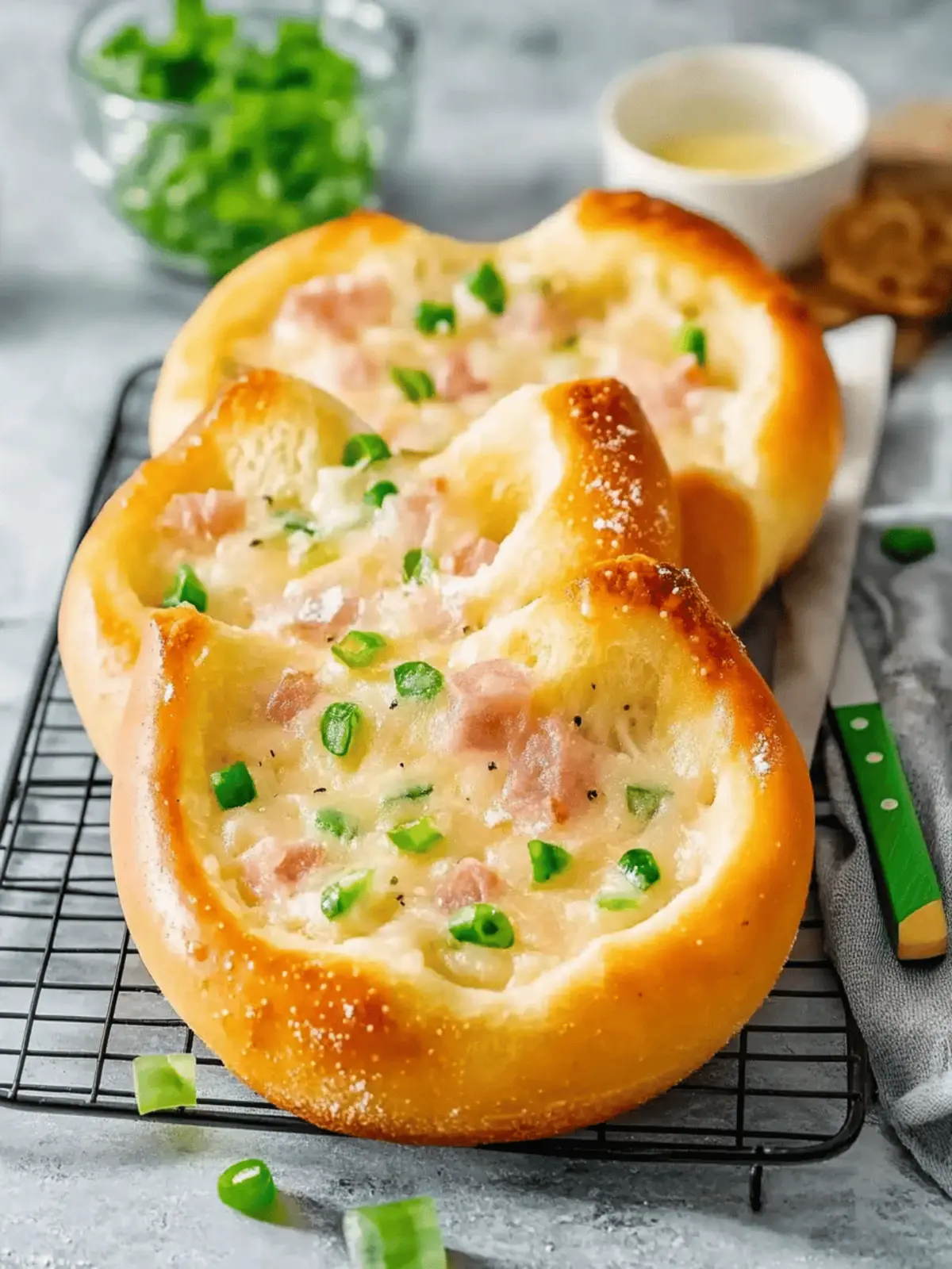 Überbackene Brezeln mit Schinken und Käse