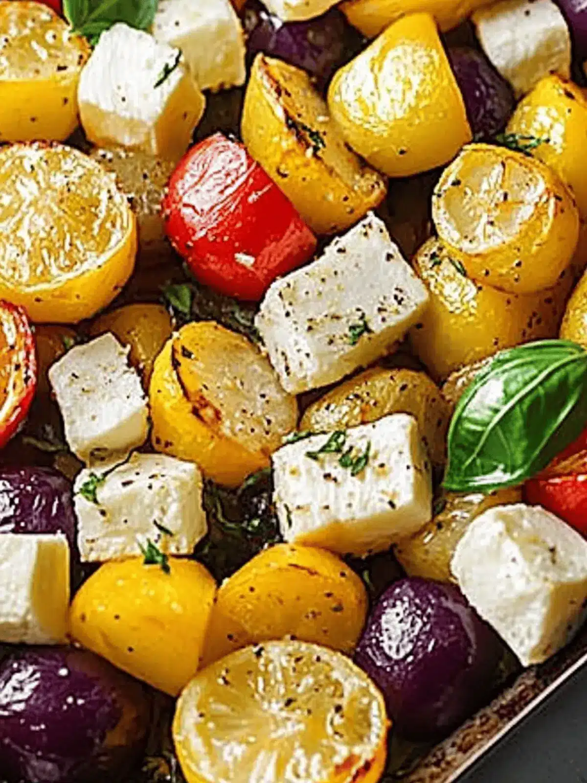 Feta-Kartoffeln mit Ofengemüse