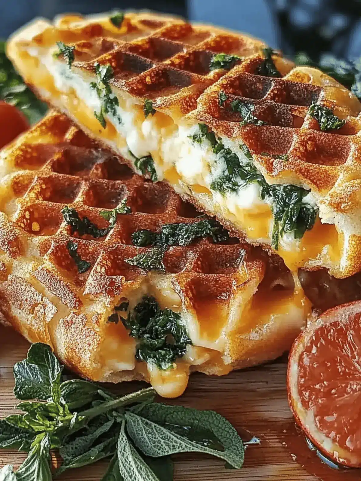 Käse Spinat Waffeltaschen