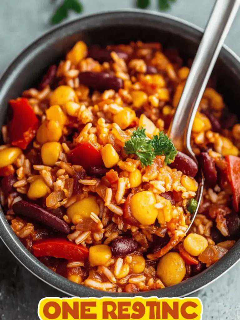 One-Pot-Reis mit Paprika, Bohnen und Mais