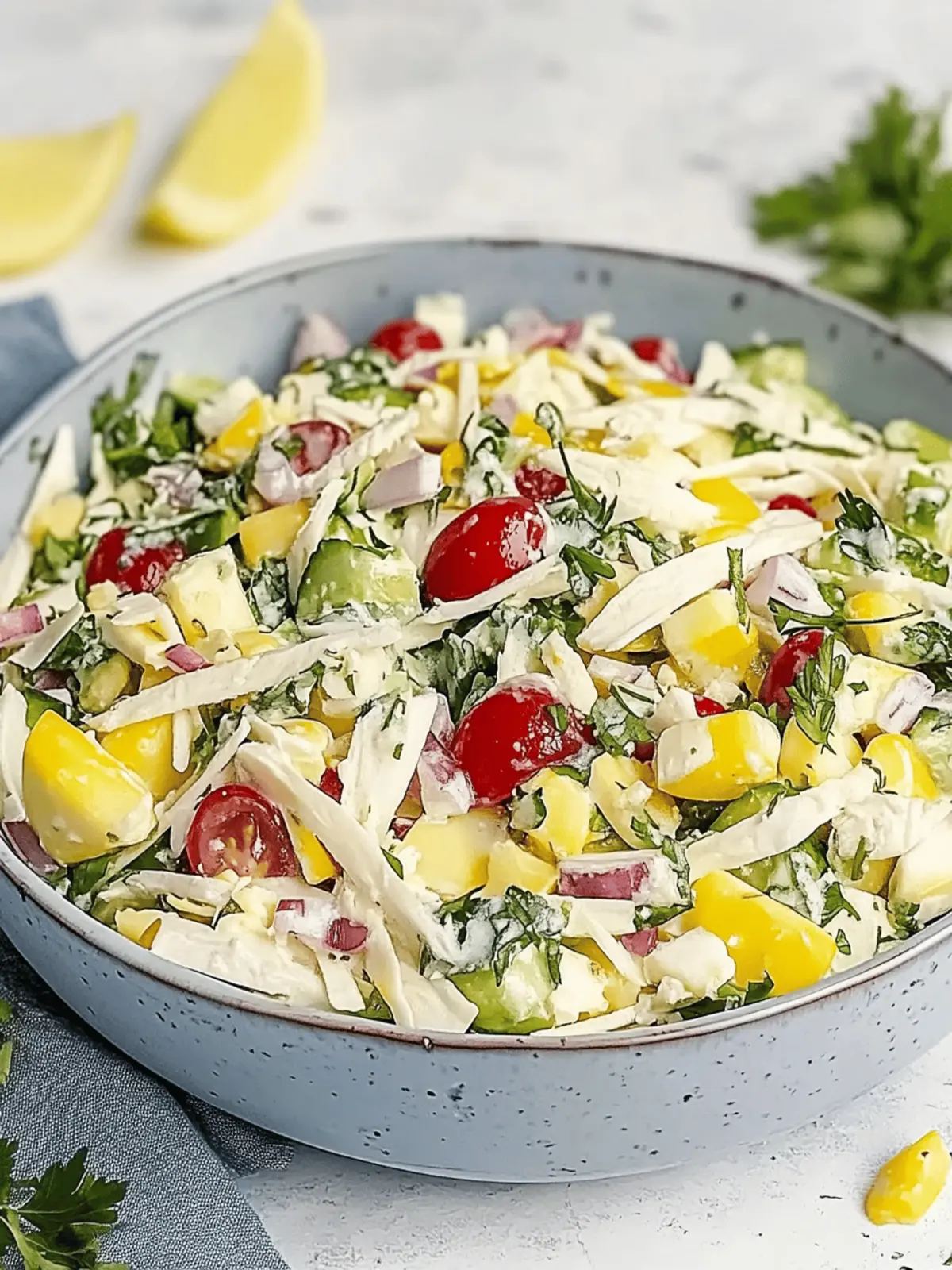Overnight salad with creamy dressing