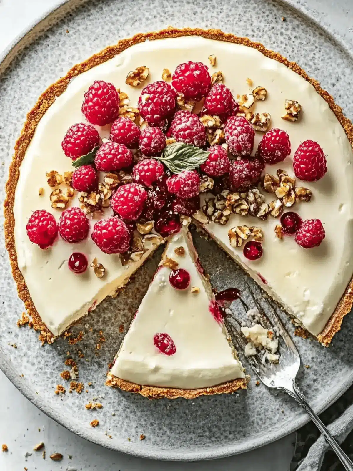 Chavroux Käsekuchen mit Himbeeren