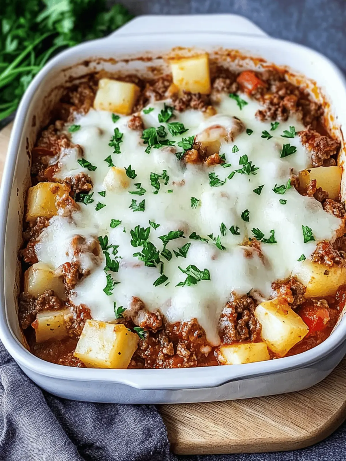 Potato-kohlrabi-casserole with minced meat