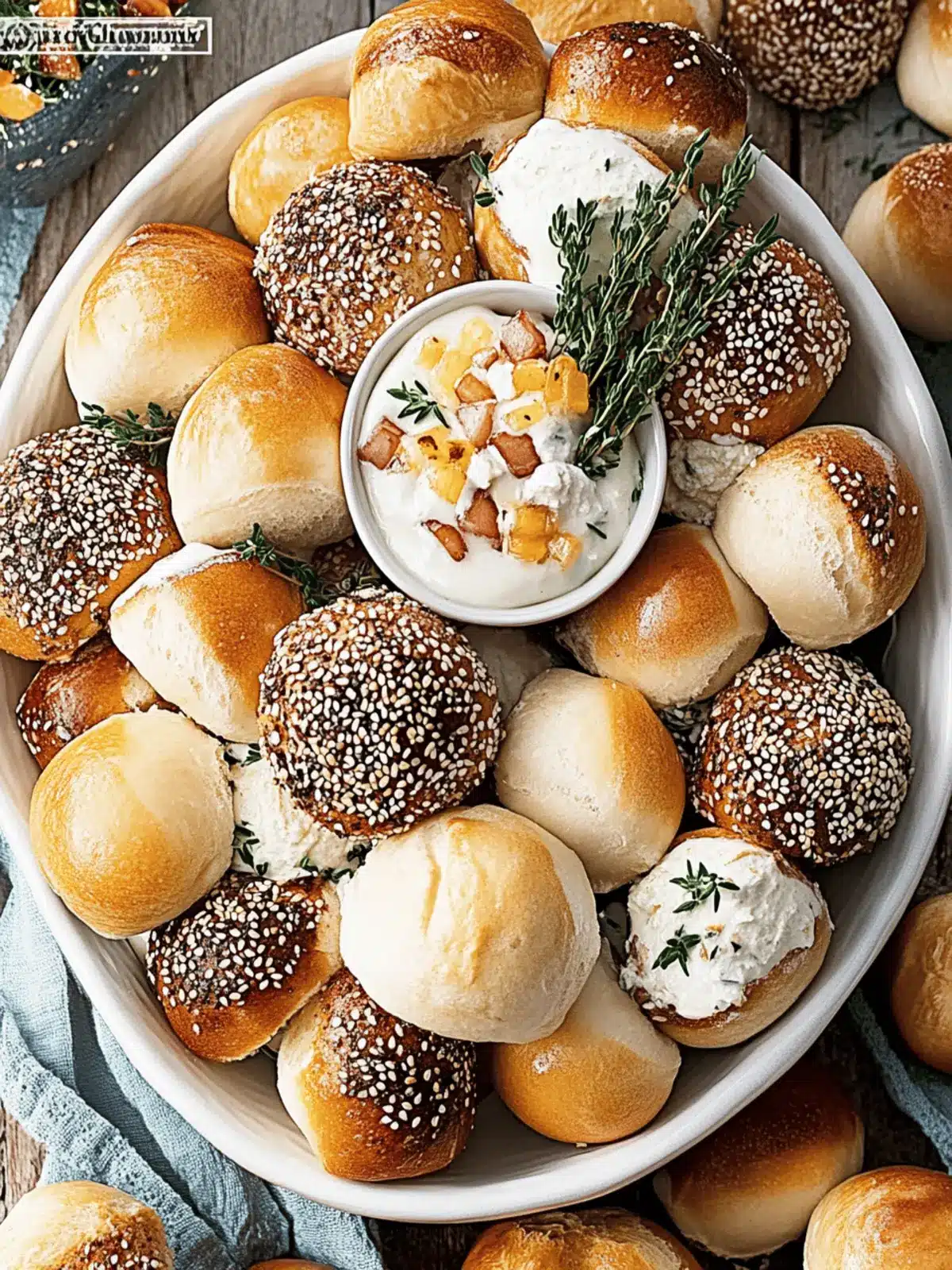 Mini Laugenkonfekt mit Zwiebel-Dip
