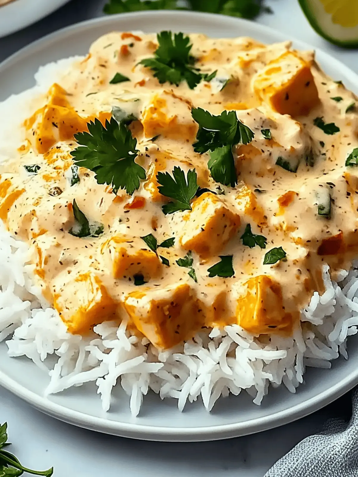 Cremiges Hähnchen mit Reis