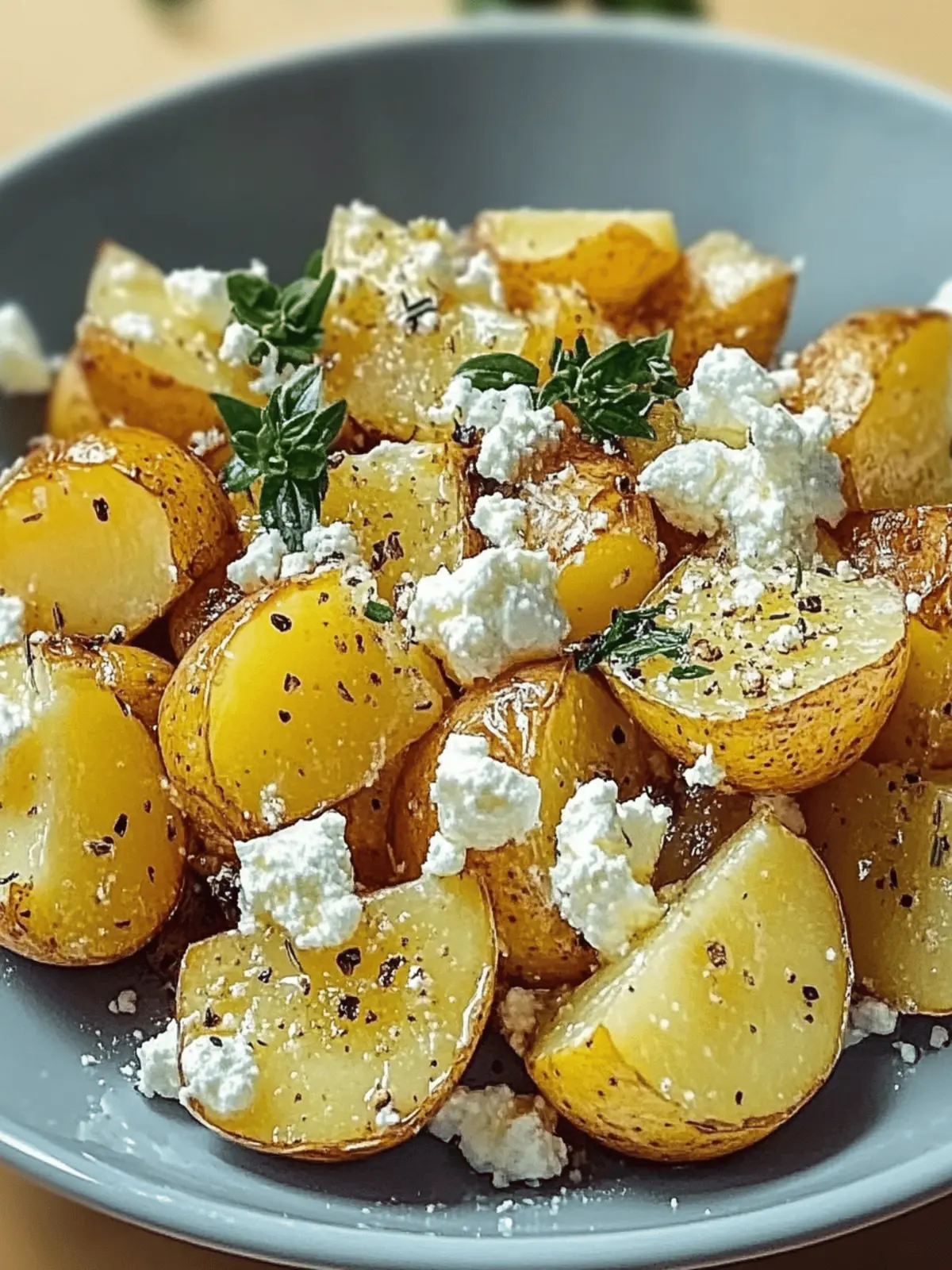 Roasted potatoes with feta and garlic