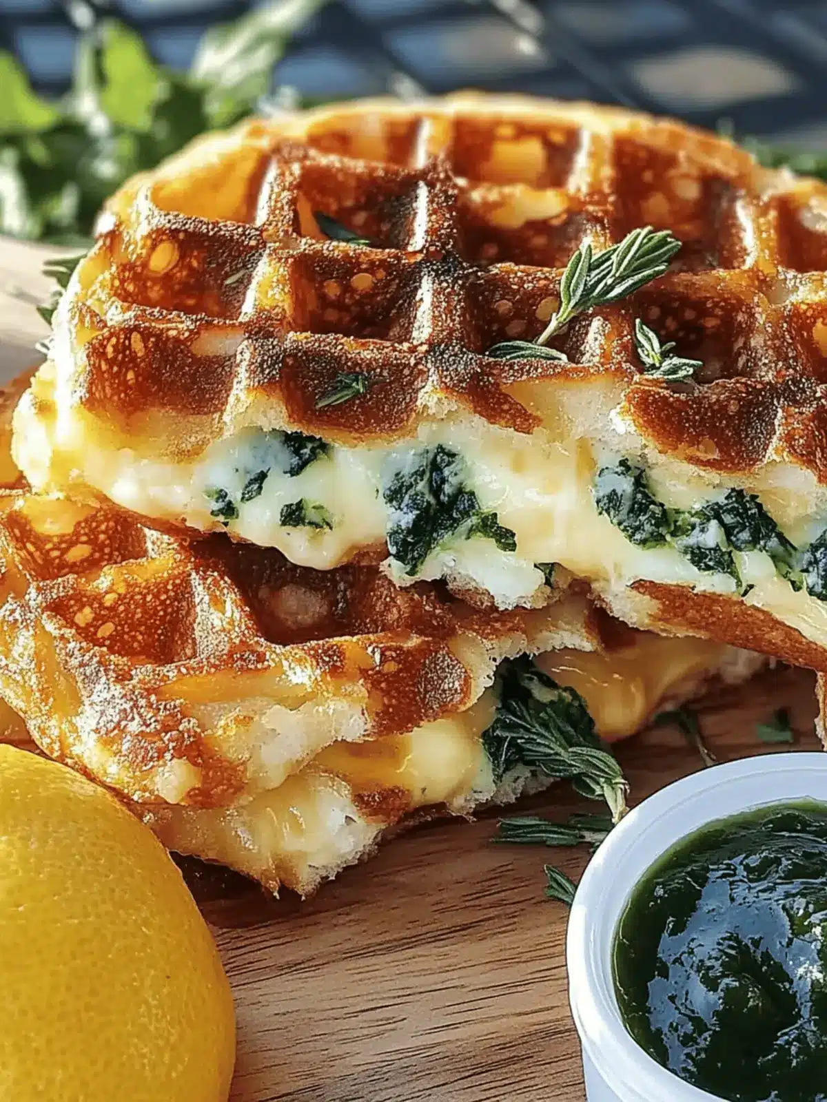 Käse Spinat Waffeltaschen