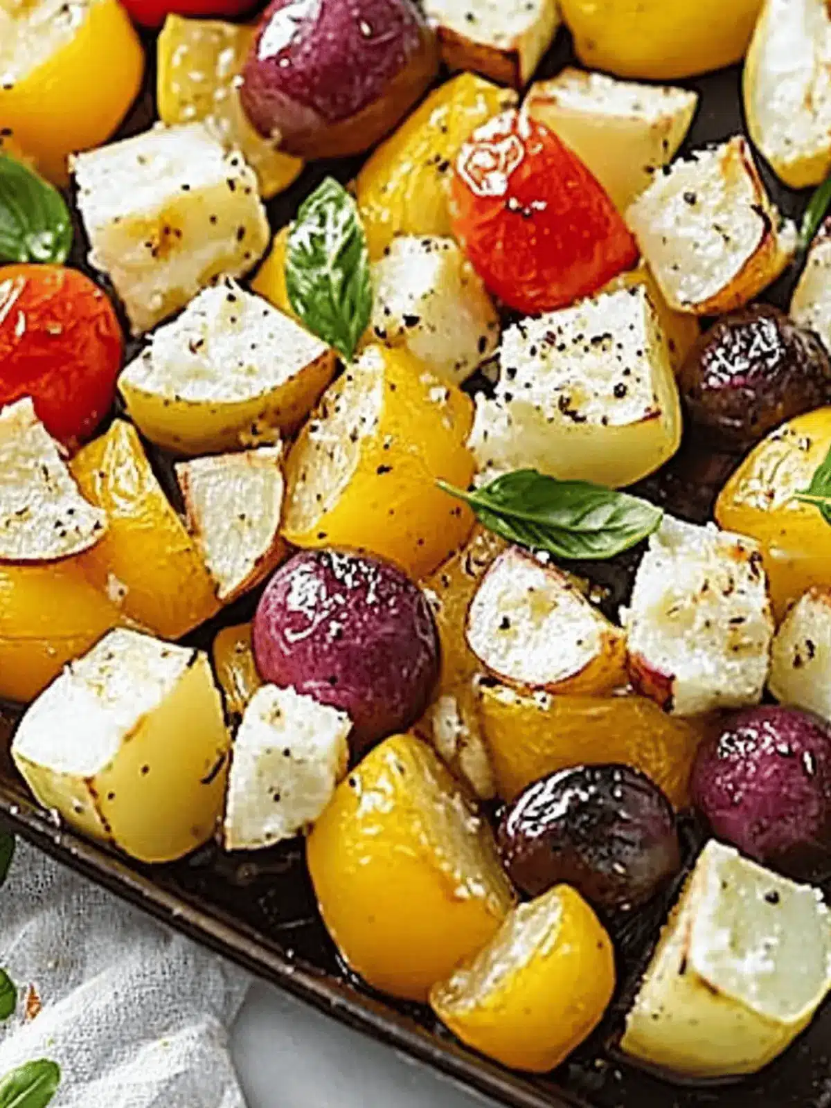 Feta-Kartoffeln mit Ofengemüse