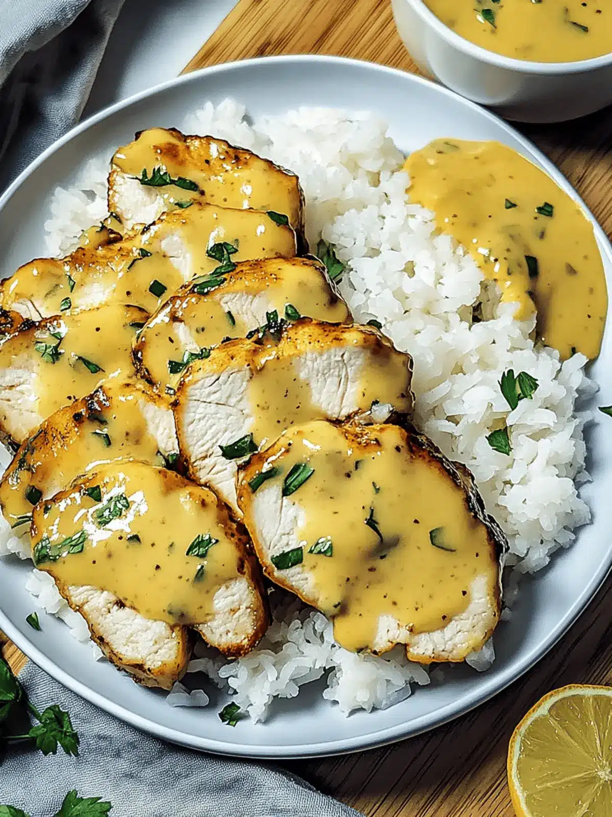 Honig-Senf-Hühnchen mit Reis