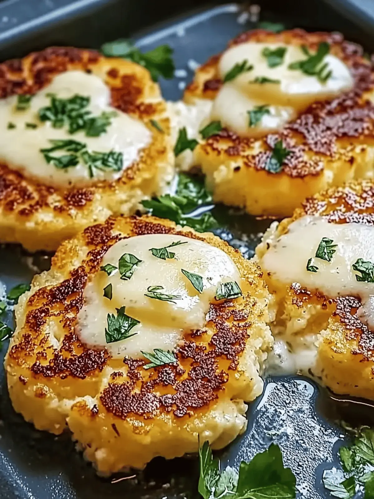Gebratene Mozzarella Blumenkohlsteaks