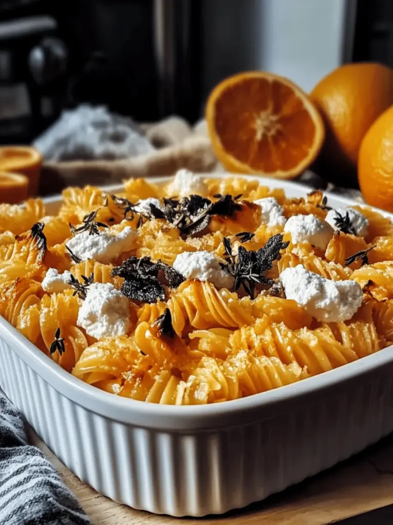 Überbackene Feta-Pasta mit Kürbis für den Herbst