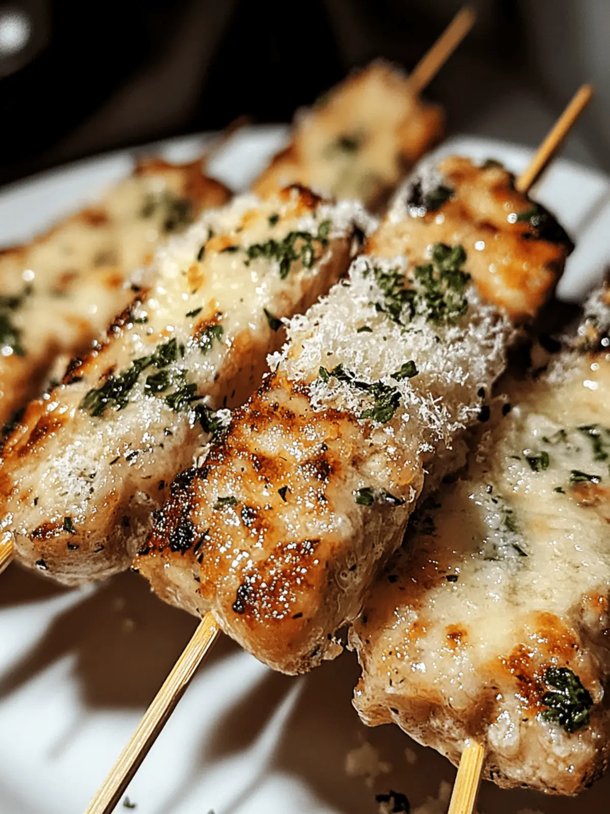 Knoblauch Parmesan Hähnchen Spieße