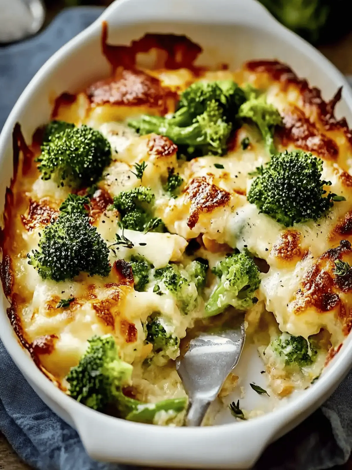 Brokkoli und Hähnchenauflauf mit Frischkäse und Mozzarella