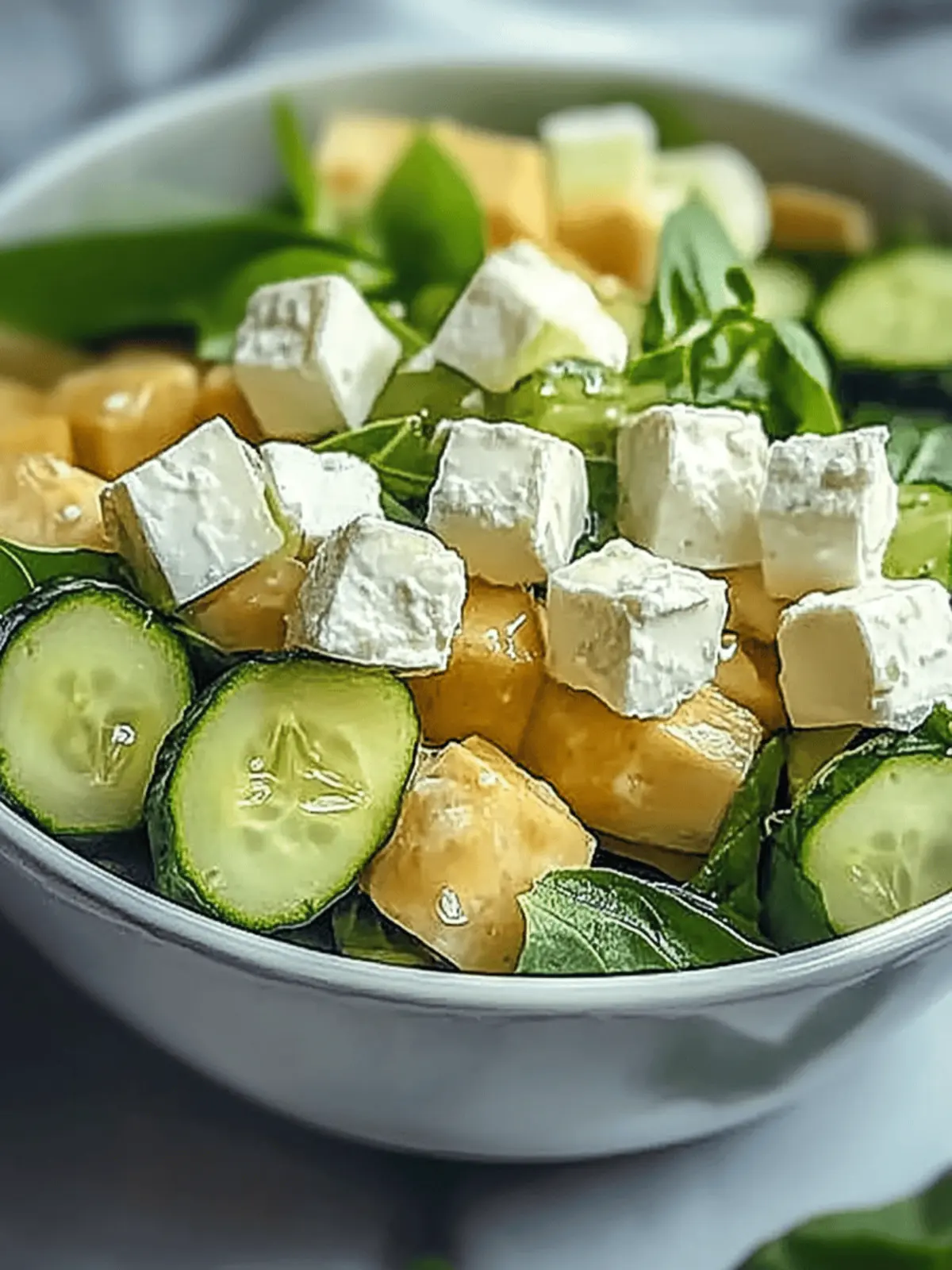 Einfach zuzubereitender Gurkensalat mit Feta und Kichererbsen
