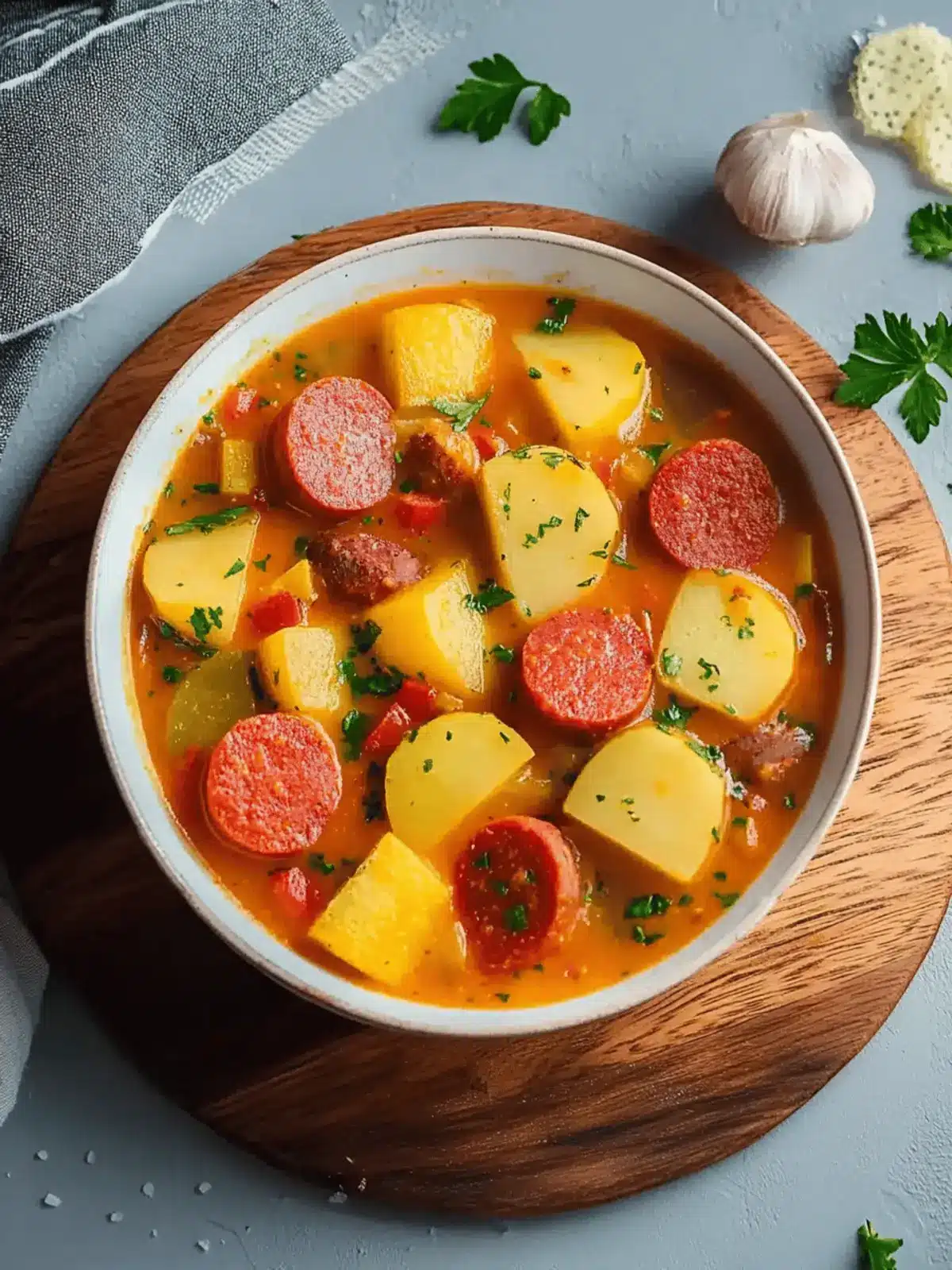 Kartoffelgulasch mit Würstchen