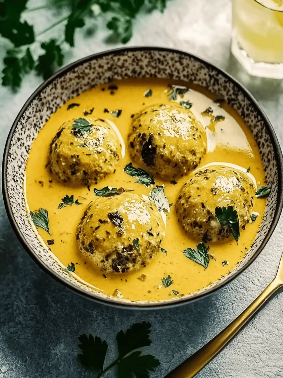 Vegane Linsenkloß in würziger Currysauce
