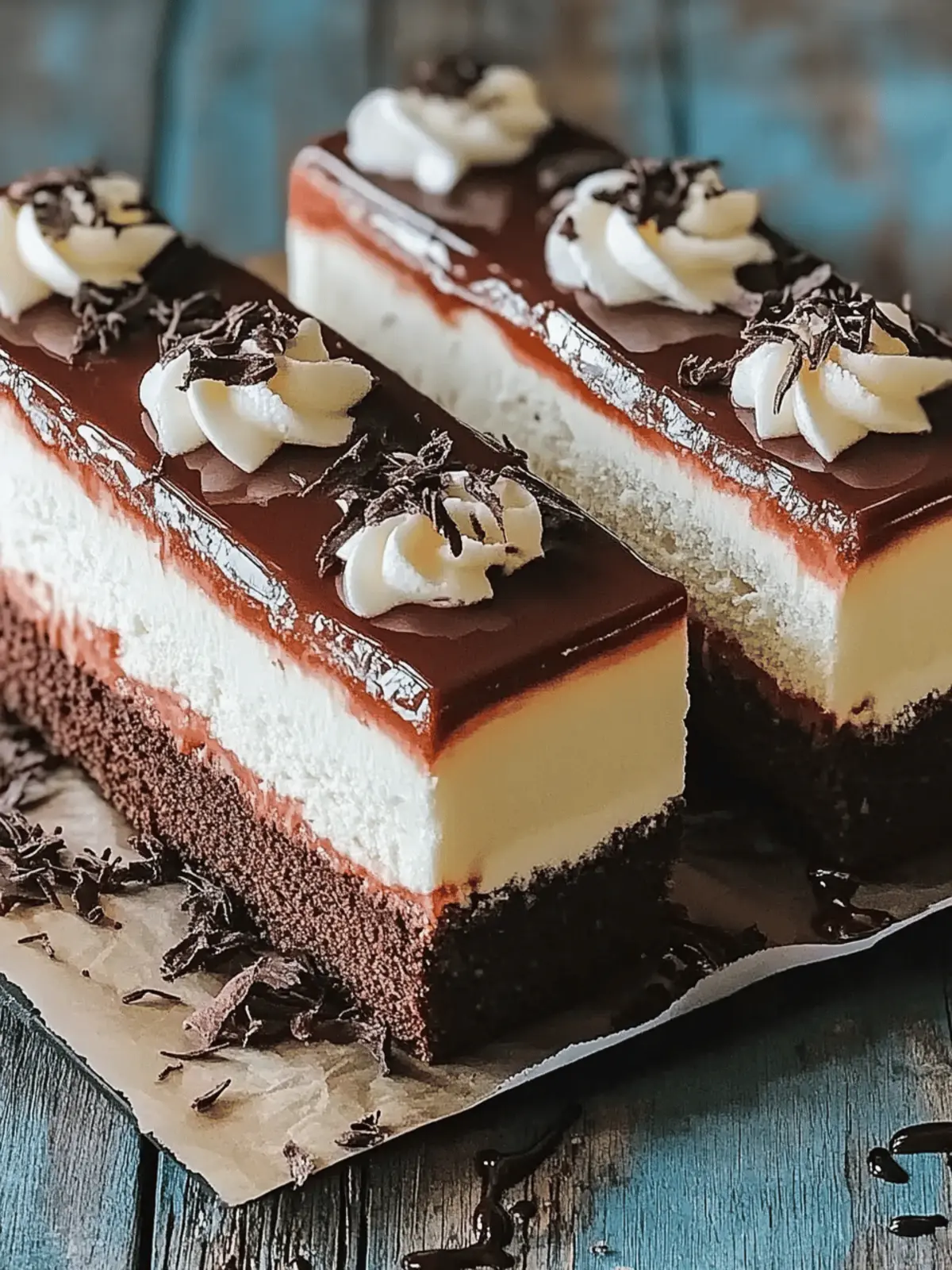 Dreischichtige Schokoladenmousse-Torte