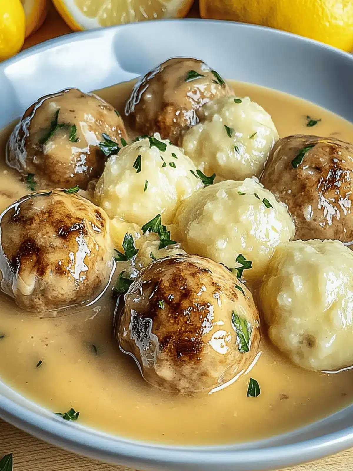 Hackbällchen in cremiger Sauce mit Kartoffelpüree