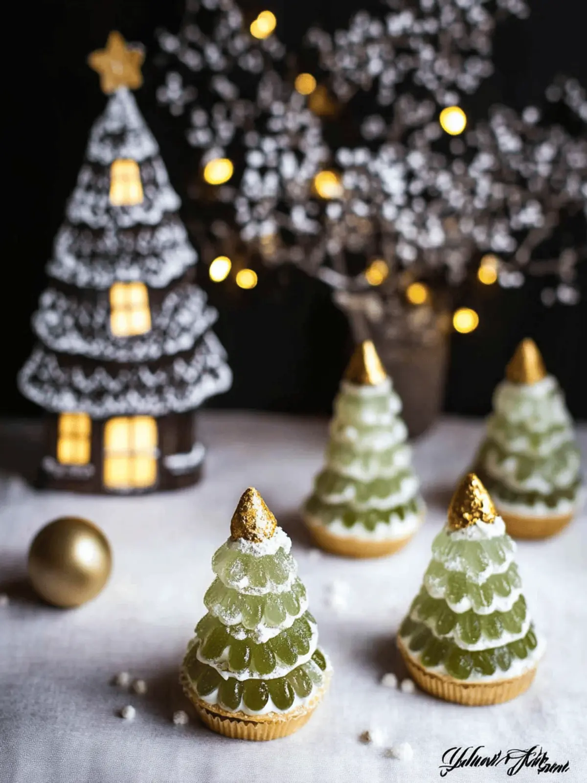 Pistazien-Weihnachtsbäume mit Himbeerfüllung