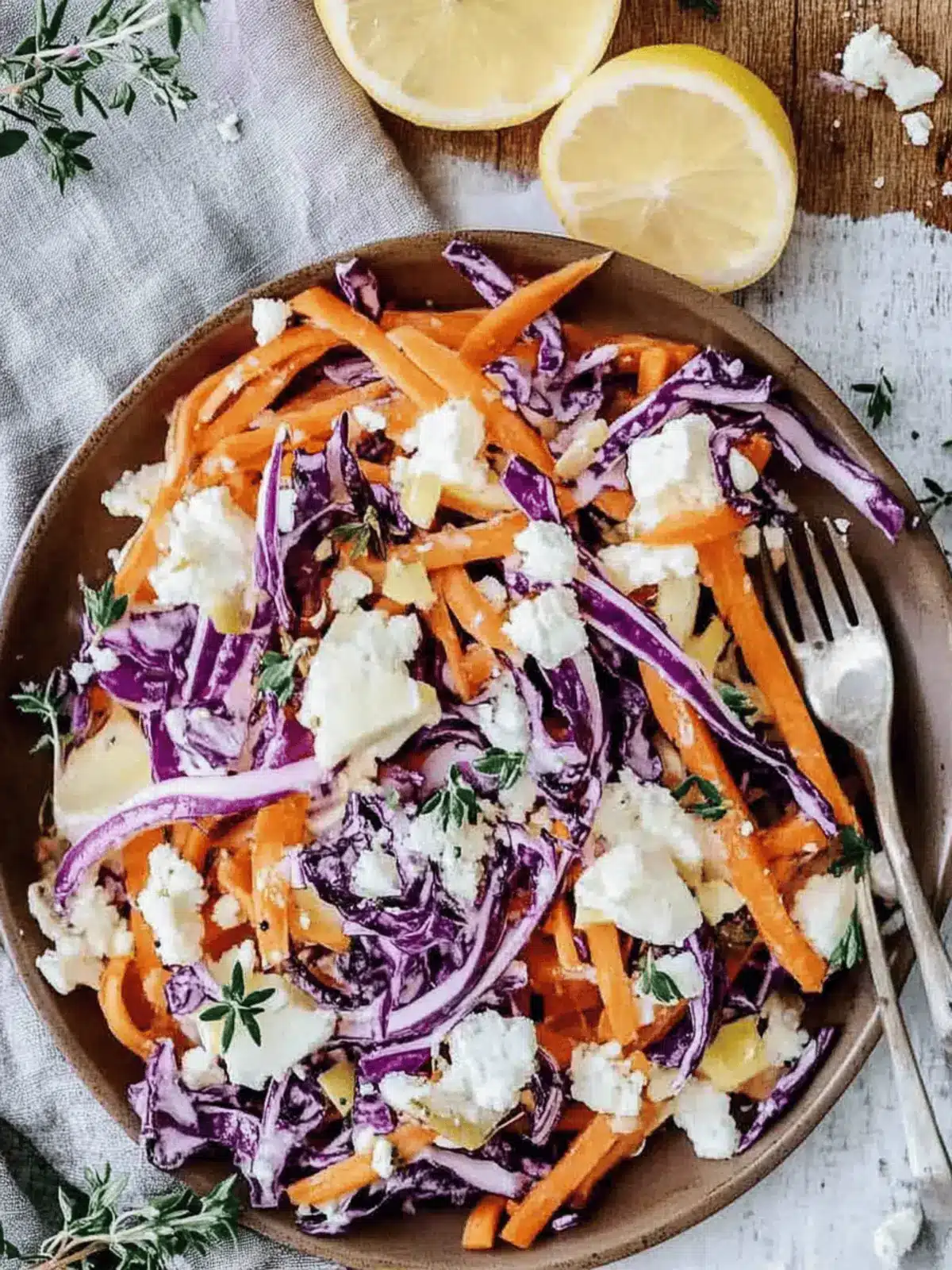Rotkohl-Salat mit Feta und Karotten