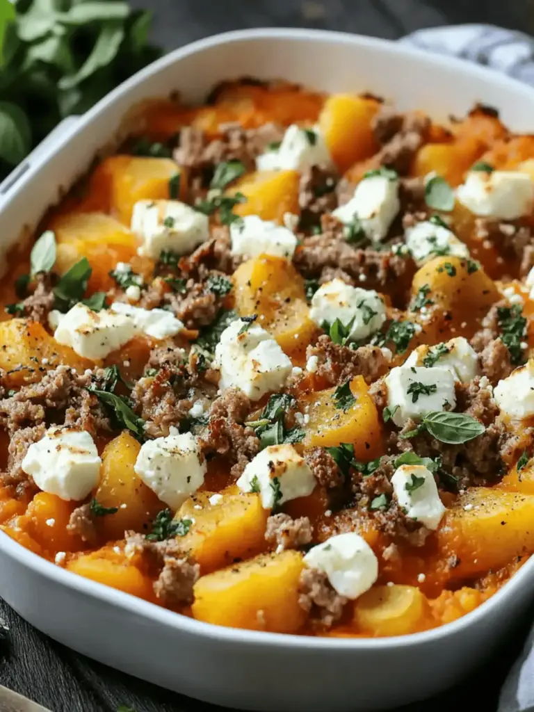 Süßkartoffel und Hackfleischauflauf mit Feta