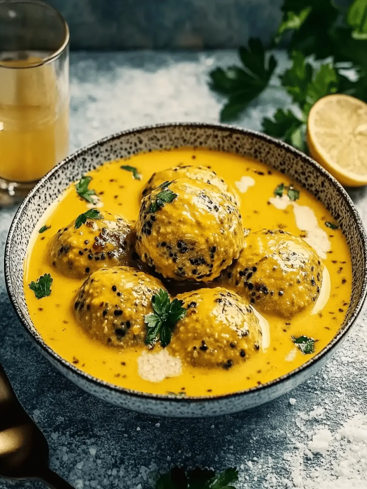 Vegane Linsenkloß in würziger Currysauce