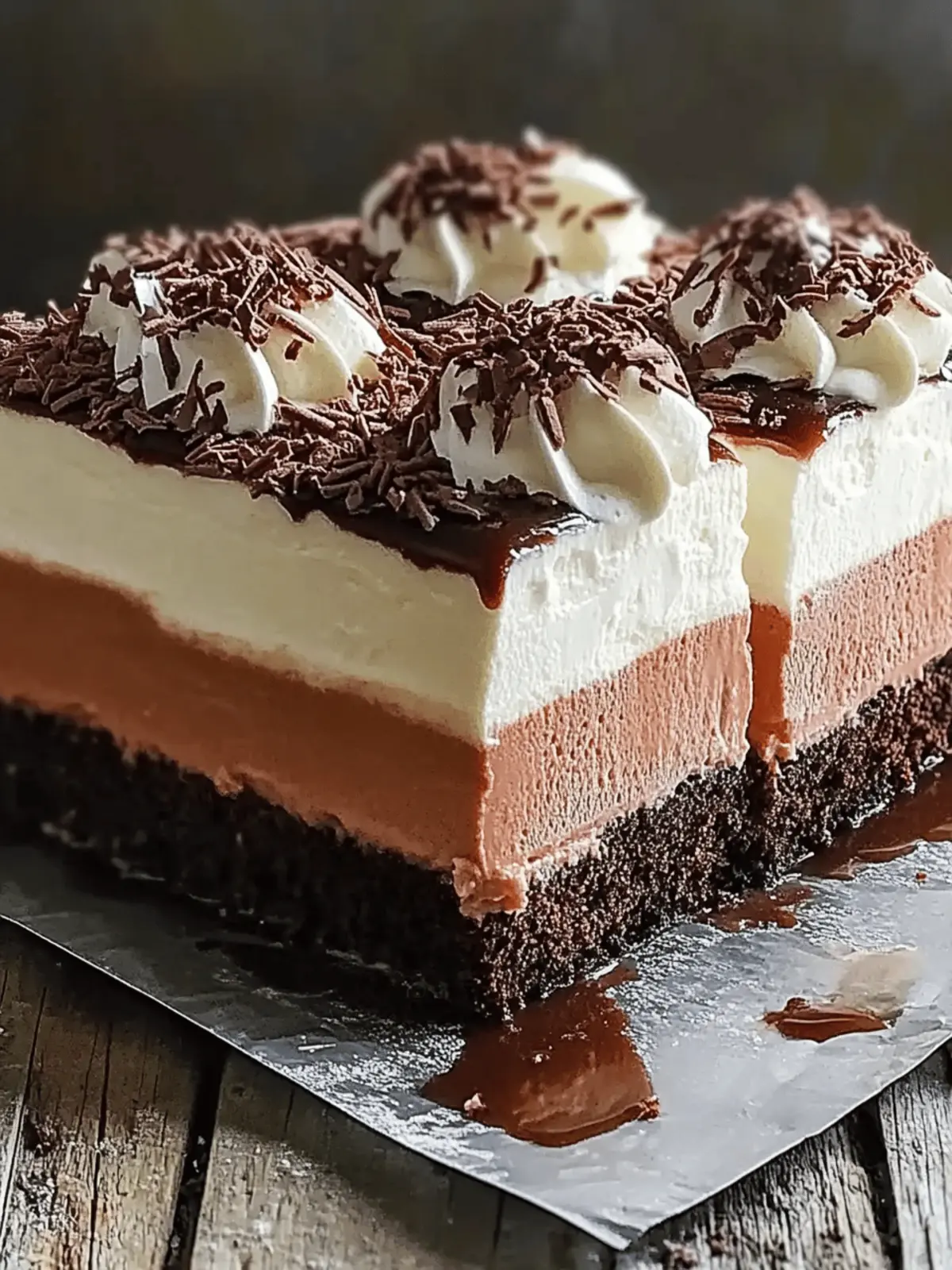 Dreischichtige Schokoladenmousse-Torte