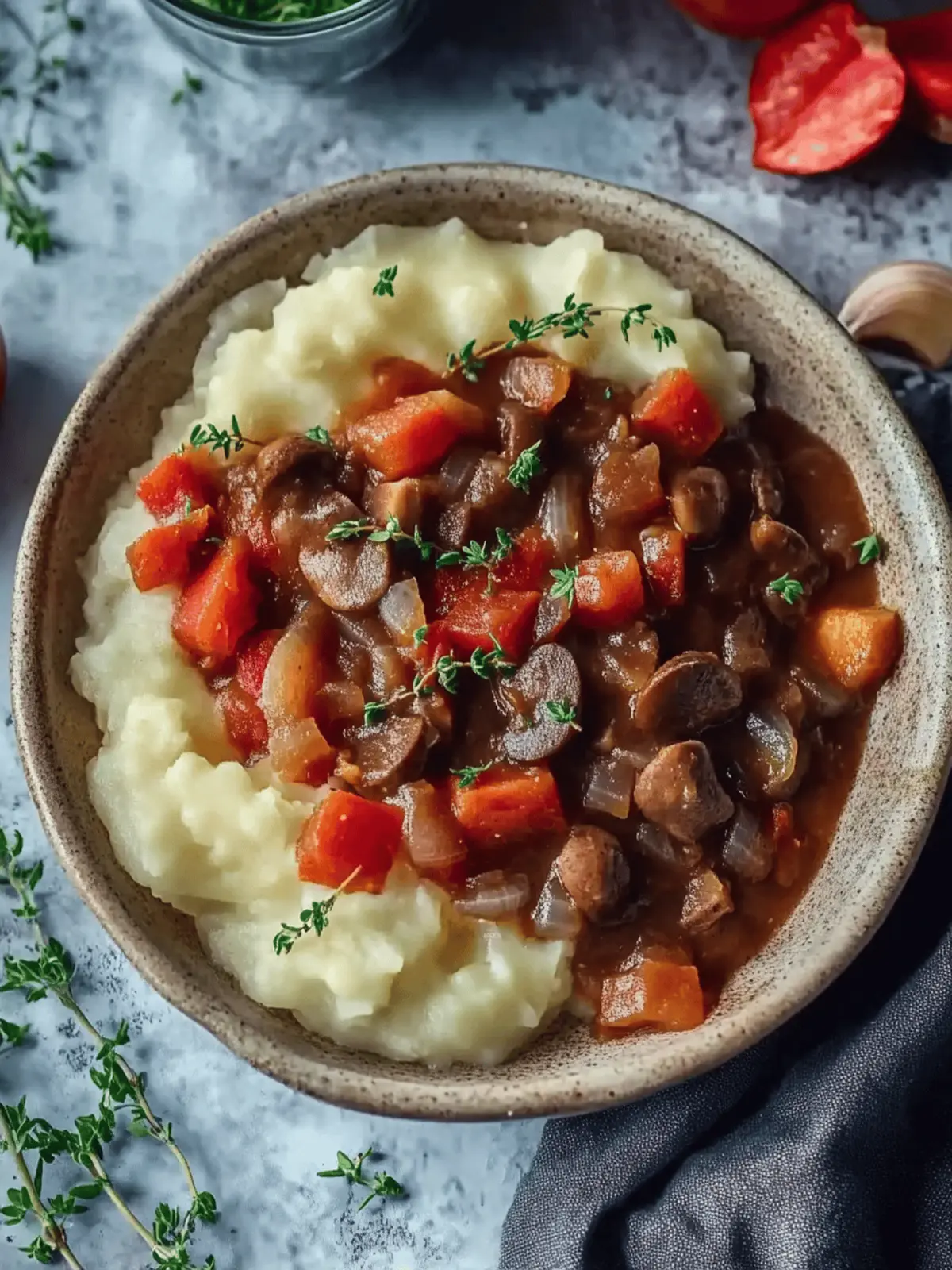 Herzhafter Pilz-Gulasch Bourguignon